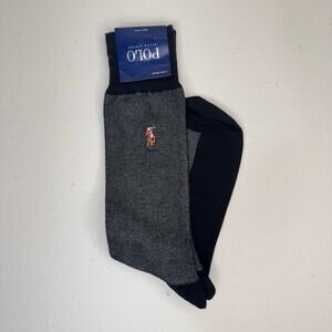 Polo Ralph Lauren Cotton Blend Dress Socks Black/Gray Embroidered Pony Korea VTG